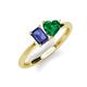 3 - Esther Emerald Shape Iolite & Heart Shape Lab Created Emerald 2 Stone Duo Ring 