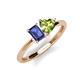 3 - Esther Emerald Shape Iolite & Heart Shape Peridot 2 Stone Duo Ring 