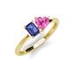 3 - Esther Emerald Shape Iolite & Heart Shape Pink Sapphire 2 Stone Duo Ring 