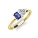 3 - Esther Emerald Shape Iolite & Heart Shape White Sapphire 2 Stone Duo Ring 