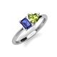 3 - Esther Emerald Shape Iolite & Heart Shape Peridot 2 Stone Duo Ring 