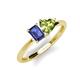 3 - Esther Emerald Shape Iolite & Heart Shape Peridot 2 Stone Duo Ring 