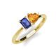 3 - Esther Emerald Shape Iolite & Heart Shape Citrine 2 Stone Duo Ring 