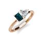 3 - Esther Emerald Shape London Blue Topaz & Heart Shape Forever Brilliant Moissanite 2 Stone Duo Ring 