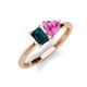 3 - Esther Emerald Shape London Blue Topaz & Heart Shape Lab Created Pink Sapphire 2 Stone Duo Ring 