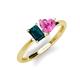 3 - Esther Emerald Shape London Blue Topaz & Heart Shape Lab Created Pink Sapphire 2 Stone Duo Ring 