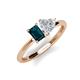 3 - Esther Emerald Shape London Blue Topaz & Heart Shape Lab Created White Sapphire 2 Stone Duo Ring 