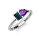 3 - Esther Emerald Shape London Blue Topaz & Heart Shape Amethyst 2 Stone Duo Ring 