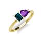 3 - Esther Emerald Shape London Blue Topaz & Heart Shape Amethyst 2 Stone Duo Ring 