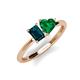 3 - Esther Emerald Shape London Blue Topaz & Heart Shape Lab Created Emerald 2 Stone Duo Ring 