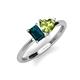 3 - Esther Emerald Shape London Blue Topaz & Heart Shape Peridot 2 Stone Duo Ring 