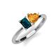 3 - Esther Emerald Shape London Blue Topaz & Heart Shape Citrine 2 Stone Duo Ring 