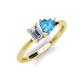 3 - Esther Emerald Shape Forever Brilliant Moissanite & Heart Shape Blue Topaz 2 Stone Duo Ring 