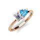 3 - Esther Emerald Shape Forever Brilliant Moissanite & Heart Shape Blue Topaz 2 Stone Duo Ring 