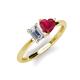 3 - Esther Emerald Shape Forever One Moissanite & Heart Shape Lab Created Ruby 2 Stone Duo Ring 