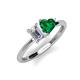 3 - Esther Emerald Shape Forever Brilliant Moissanite & Heart Shape Lab Created Emerald 2 Stone Duo Ring 