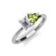 3 - Esther Emerald Shape Forever One Moissanite & Heart Shape Peridot 2 Stone Duo Ring 