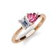 3 - Esther Emerald Shape Forever One Moissanite & Heart Shape Pink Tourmaline 2 Stone Duo Ring 