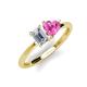 3 - Esther Emerald Shape Forever Brilliant Moissanite & Heart Shape Pink Sapphire 2 Stone Duo Ring 