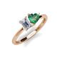 3 - Esther Emerald Shape Forever One Moissanite & Heart Shape Lab Created Alexandrite 2 Stone Duo Ring 