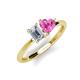 3 - Esther Emerald Shape Forever Brilliant Moissanite & Heart Shape Lab Created Pink Sapphire 2 Stone Duo Ring 