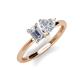 3 - Esther Emerald Shape Forever Brilliant Moissanite & Heart Shape Lab Created White Sapphire 2 Stone Duo Ring 