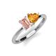 3 - Esther Emerald Shape Morganite & Heart Shape Citrine 2 Stone Duo Ring 