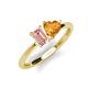 3 - Esther Emerald Shape Morganite & Heart Shape Citrine 2 Stone Duo Ring 