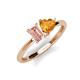 3 - Esther Emerald Shape Morganite & Heart Shape Citrine 2 Stone Duo Ring 