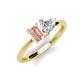 3 - Esther GIA Certified Heart Shape Diamond & Emerald Shape Morganite 2 Stone Duo Ring 