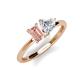 3 - Esther GIA Certified Heart Shape Diamond & Emerald Shape Morganite 2 Stone Duo Ring 