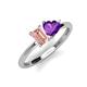 3 - Esther Emerald Shape Morganite & Heart Shape Amethyst 2 Stone Duo Ring 