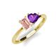 3 - Esther Emerald Shape Morganite & Heart Shape Amethyst 2 Stone Duo Ring 