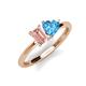 3 - Esther Emerald Shape Morganite & Heart Shape Blue Topaz 2 Stone Duo Ring 