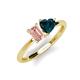 3 - Esther Emerald Shape Morganite & Heart Shape London Blue Topaz 2 Stone Duo Ring 