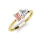 3 - Esther IGI Certified Heart Shape Lab Grown Diamond & Emerald Shape Morganite 2 Stone Duo Ring 