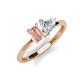 3 - Esther IGI Certified Heart Shape Lab Grown Diamond & Emerald Shape Morganite 2 Stone Duo Ring 