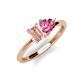 3 - Esther Emerald Shape Morganite & Heart Shape Pink Tourmaline 2 Stone Duo Ring 