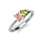 3 - Esther Emerald Shape Morganite & Heart Shape Peridot 2 Stone Duo Ring 