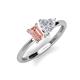 3 - Esther Emerald Shape Morganite & Heart Shape White Sapphire 2 Stone Duo Ring 