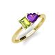 3 - Esther Emerald Shape Peridot & Heart Shape Amethyst 2 Stone Duo Ring 