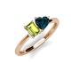 3 - Esther Emerald Shape Peridot & Heart Shape London Blue Topaz 2 Stone Duo Ring 