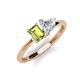 3 - Esther Emerald Shape Peridot & Heart Shape Forever Brilliant Moissanite 2 Stone Duo Ring 