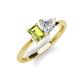 3 - Esther GIA Certified Heart Shape Diamond & Emerald Shape Peridot 2 Stone Duo Ring 