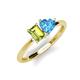 3 - Esther Emerald Shape Peridot & Heart Shape Blue Topaz 2 Stone Duo Ring 