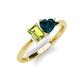 3 - Esther Emerald Shape Peridot & Heart Shape London Blue Topaz 2 Stone Duo Ring 