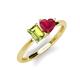 3 - Esther Emerald Shape Peridot & Heart Shape Lab Created Ruby 2 Stone Duo Ring 