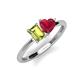 3 - Esther Emerald Shape Peridot & Heart Shape Lab Created Ruby 2 Stone Duo Ring 