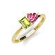 3 - Esther Emerald Shape Peridot & Heart Shape Pink Tourmaline 2 Stone Duo Ring 