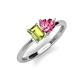 3 - Esther Emerald Shape Peridot & Heart Shape Pink Tourmaline 2 Stone Duo Ring 